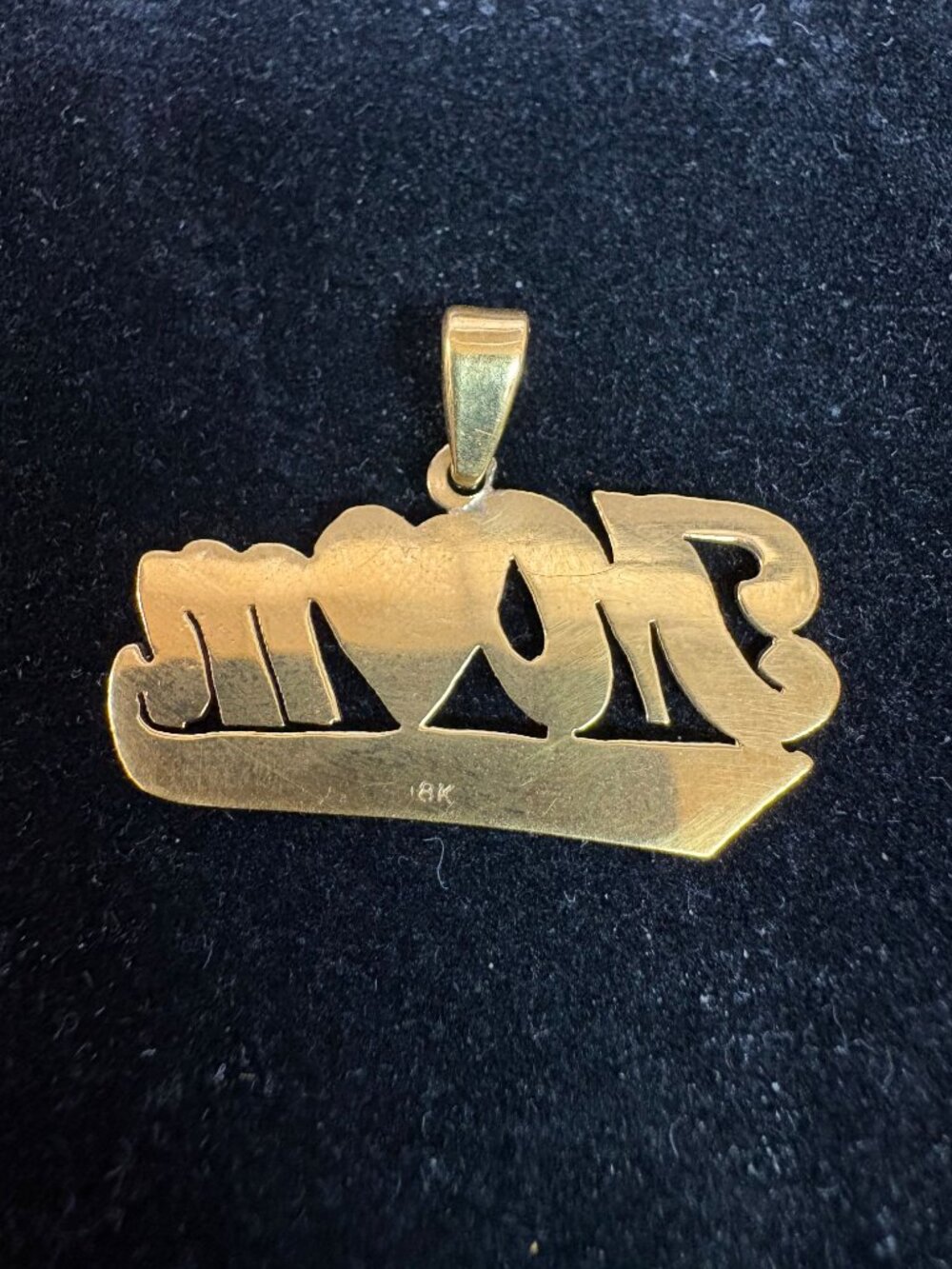 18K Gold “Mom” Pendant – Two-Tone (Yellow & White Gold) - Picture 2 of 5